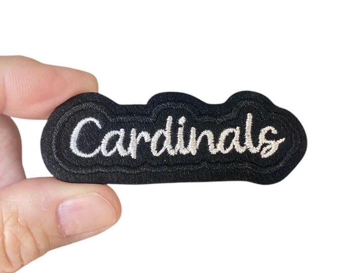 Cardinals Iron-On Patch – Embroidered Team Name Patch – 1" x 2.875" for Jackets, Uniforms, Bags & Spirit Gear