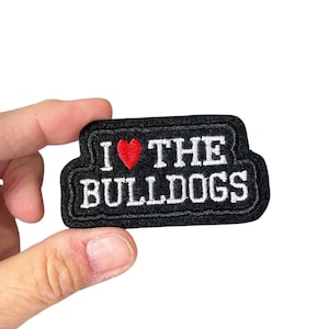 I Love the Bulldogs Patch – Iron-On Embroidered Mascot Badge for School Spirit Gear