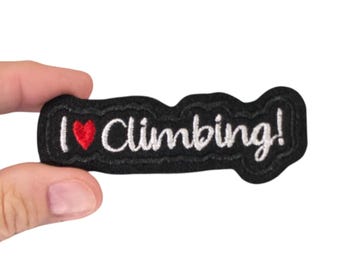 I Love Climbing Patch – Iron-On Embroidered Badge for Climbers & Outdoor Gear