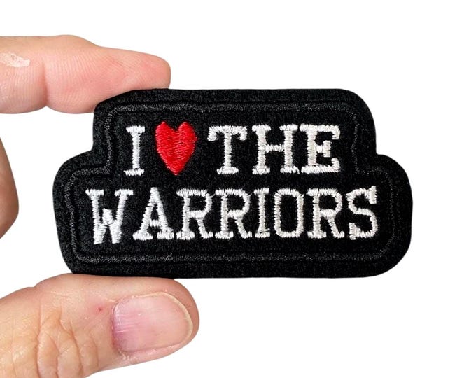I Love the Warriors Patch – Iron-On Embroidered Badge for School Spirit & Team Fans