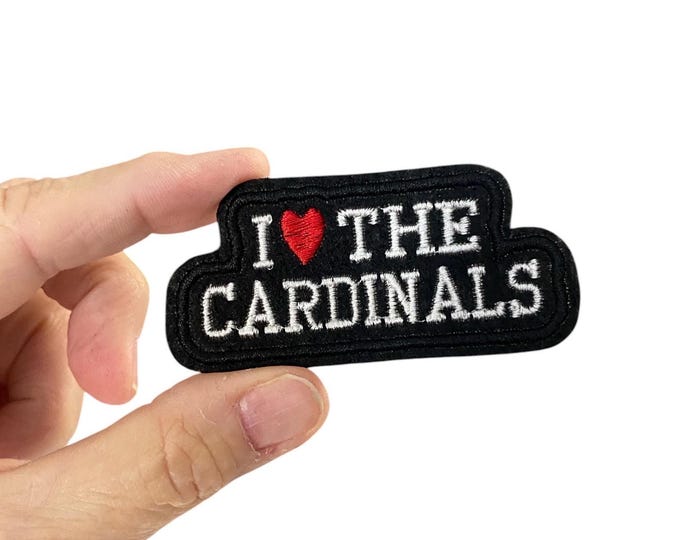 I Love the Cardinals Patch – Iron-On Embroidered Mascot Badge for School Spirit Gear