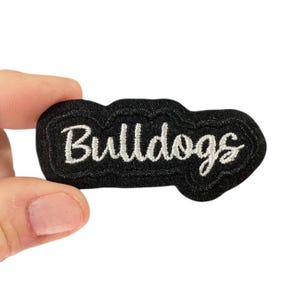 Bulldogs Iron-On Patch – Embroidered Team Name Patch – 1.25&quot; x 2.625&quot; for Jackets, Uniforms, Bags & Spirit Wear