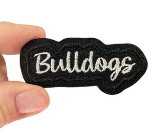 Bulldogs Iron-On Patch – Embroidered Team Name Patch – 1.25" x 2.625" for Jackets, Uniforms, Bags & Spirit Wear