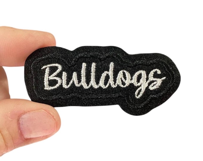 Bulldogs Iron-On Patch – Embroidered Team Name Patch – 1.25" x 2.625" for Jackets, Uniforms, Bags & Spirit Wear