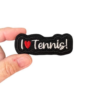 I Love Tennis Patch – Iron-On Embroidered Mini Badge for Tennis Fans & Gear