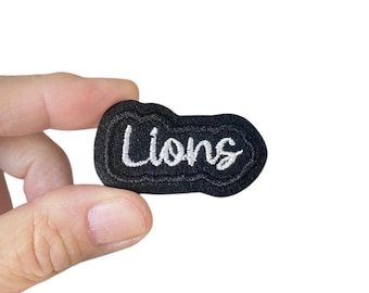 Lions Iron-On Patch – Embroidered Team Name Patch – 1" x 1.875" for Jackets, Uniforms, Bags & Spirit Wear