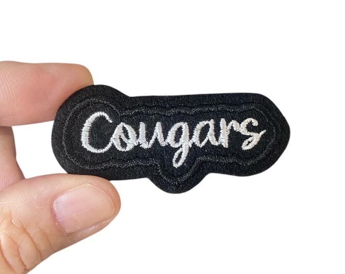 Cougars Iron-On Patch – Embroidered Team Name Patch – 1.25" x 2.625" for Uniforms, Bags, Jackets & Spirit Gear