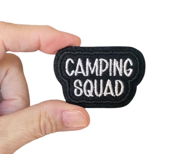 Camping Squad Iron On Patch – Embroidered Camping Patch for Backpack or Jacket – Outdoor Bestie Patch – Campcore Patch – Glamping Gift