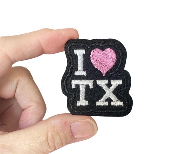 I love TX -  Embroidered Iron-On Patch - Personalized State Initial Patch