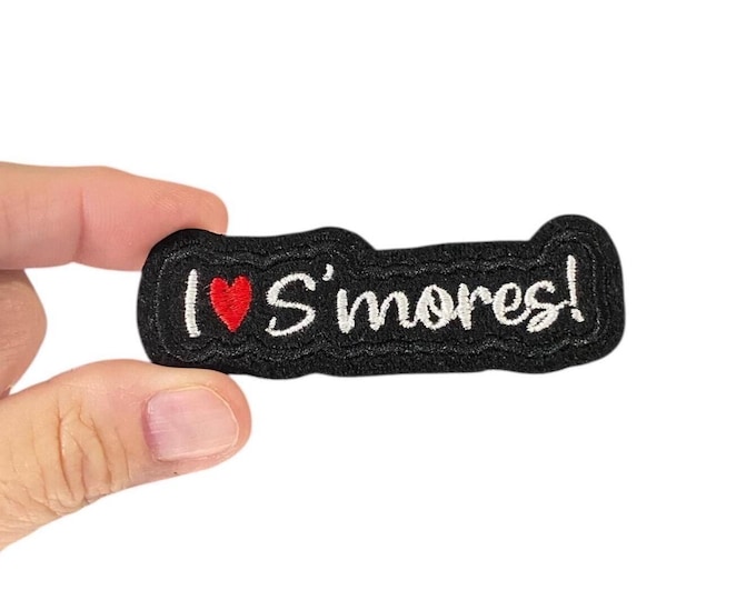 I Love S'mores Patch – Iron-On Embroidered Campfire Badge for Outdoor Gear