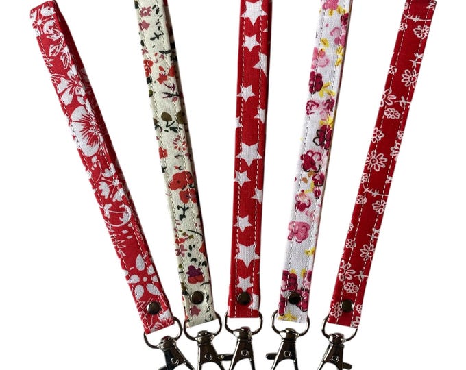 Fabric Wristlet Strap – Handmade Cotton Key Fob with Swivel Clasp