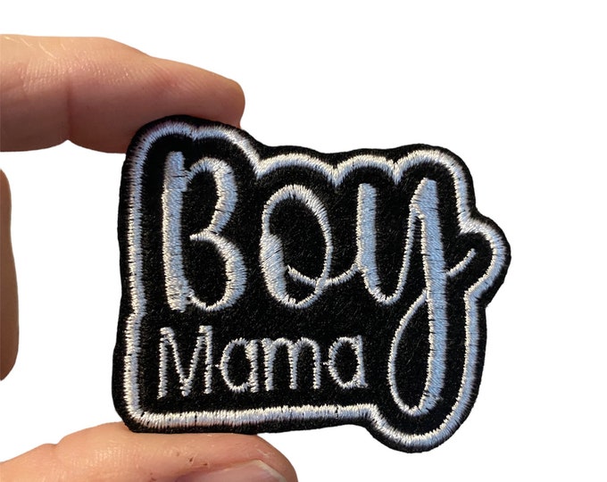 Boy Mama Embroidered Iron-On Patch