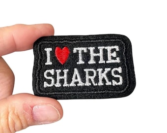 I Love the Sharks Patch – Iron-On Embroidered Mascot Badge for School Spirit Fans
