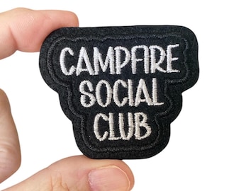 Campfire Social Club Iron On Patch – Embroidered Camping Patch for Backpack or Jacket – Cozy Outdoor Patch – Campcore Glamping Gift