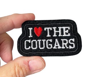I Love the Cougars Patch – Iron-On Embroidered Mascot Badge for School Spirit Gear