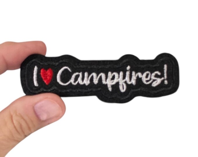 I Love Campfires Patch – Iron On Campfire Patch – Camping Patch – 1.25 x 3.625 in