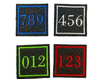 Custom Embroidered SQUARE Number Patch - Iron On Or Sew On - Choose Your Number(s), Background Color, And Thread Color - 2"x 2" (1 Patch)