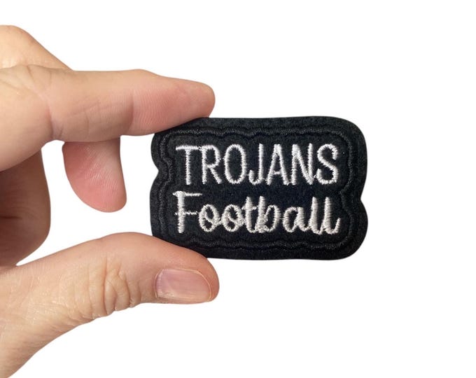 Trojans Football Iron On Patch | Embroidered Football Patch | Team Spirit Patch | Sports Iron On Patch