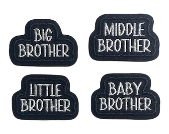 Embroidered Brother Iron-On Patch: Big, Little, Middle, Baby - One Patch
