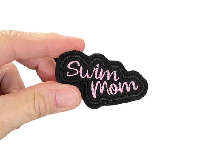 Swim Mom Embroidered Iron-On Patch