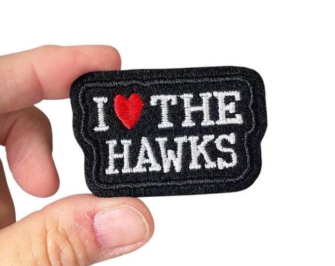 I Love the Hawks Patch – Iron-On Embroidered Mascot Badge for School Spirit Fans