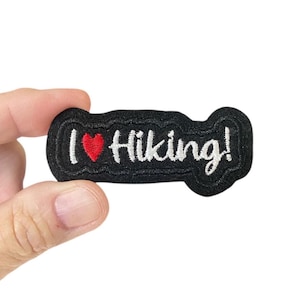 I Love Hiking Patch – Iron-On Embroidered Badge for Backpacks & Jackets