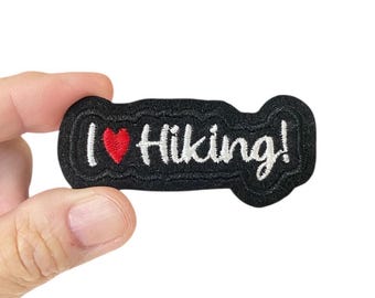 I Love Hiking Patch – Iron-On Embroidered Badge for Backpacks & Jackets