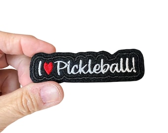 I Love Pickleball Patch – Iron-On Embroidered Badge for Players & Paddle Fans