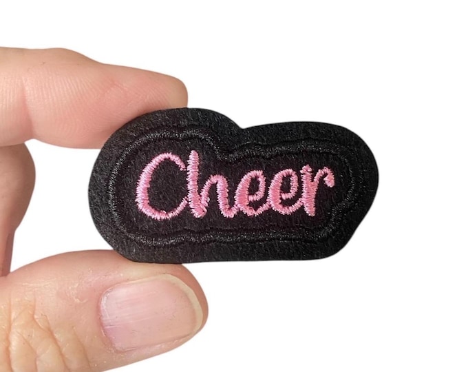 Cheer Iron-On Patch – Mini Embroidered Badge for Uniforms, Bags, Jackets – 1" x 1 7/8" Cheer Patch