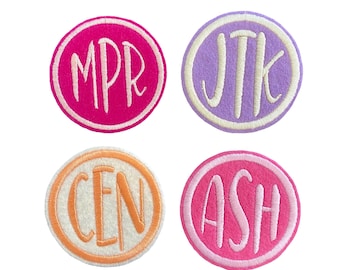 Monogram Initials Patch, Iron-On Patch, Birthday Gift Patch, Makeup bag Patch, Bridesmaid Patch, Travel Bag Patch, Baby Shower Gift