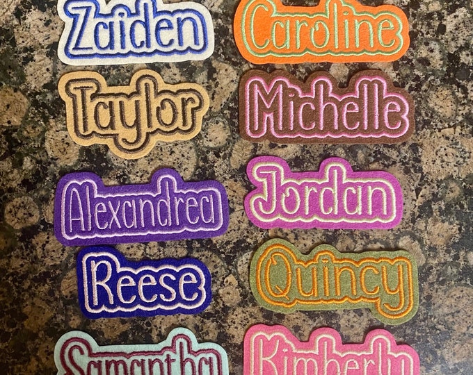 Iron On Name Patch, Birthday Gift Patch, Makeup bag Patch, Bridesmaid Patch, Bag Patch, Travel Bag Patch, Name Patch for Gifts