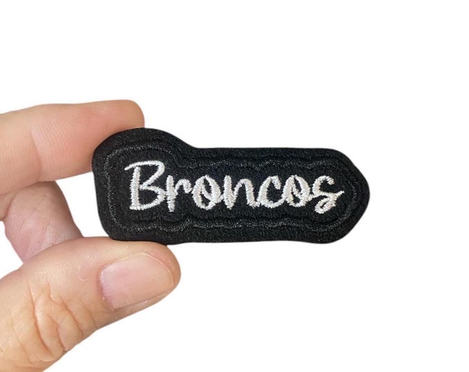 Broncos Iron-On Patch – Embroidered Team Name Patch – 1" x 2.5" for Uniforms, Jackets, Bags & Spirit Wear