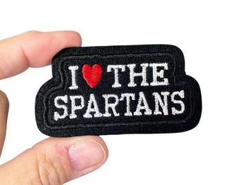 I Love the Spartans Patch – Iron-On Embroidered Mascot Badge for School Spirit Gear