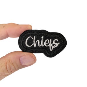 Chiefs Iron-On Patch – Embroidered Team Name Patch – 1.25&quot; x 2&quot; for Uniforms, Jackets, Bags & Spirit Gear