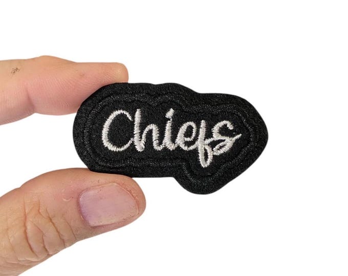Chiefs Iron-On Patch – Embroidered Team Name Patch – 1.25" x 2" for Uniforms, Jackets, Bags & Spirit Gear