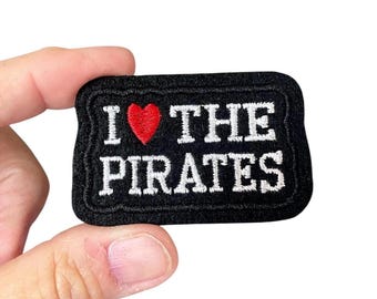 I Love the Pirates Patch – Iron-On Embroidered Mascot Badge for School Spirit & Fans