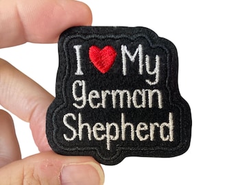 I Love My German Shepherd Iron On Patch | Embroidered Dog Patch | German Shepherd Gift | Dog Lover Patch