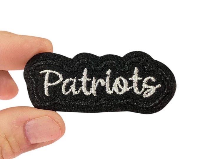 Patriots Iron-On Patch – Embroidered Team Name Patch – 1" x 2.5" for Jackets, Uniforms, Bags & Spirit Gear