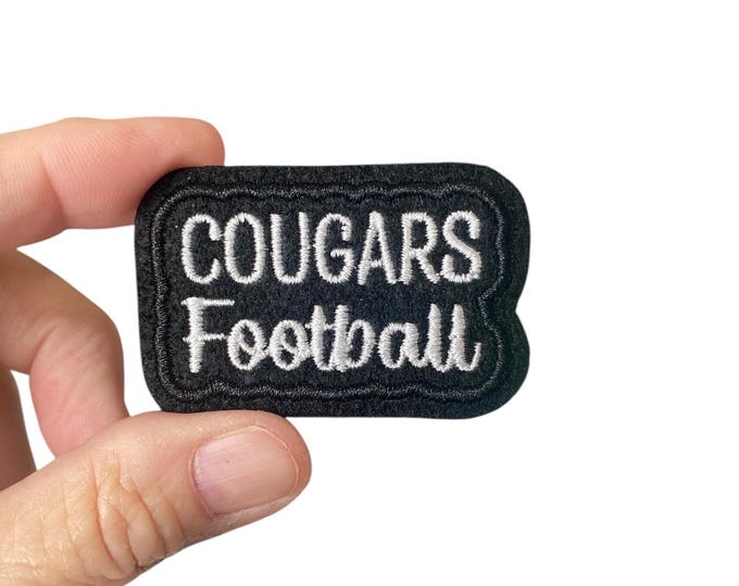 Cougars Football Iron On Patch | Embroidered Football Patch | Team Spirit Patch | Sports Iron On Patch
