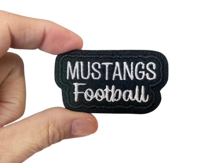 Mustangs Football Iron On Patch | Embroidered Football Patch | Team Spirit Patch | Sports Iron On Patch