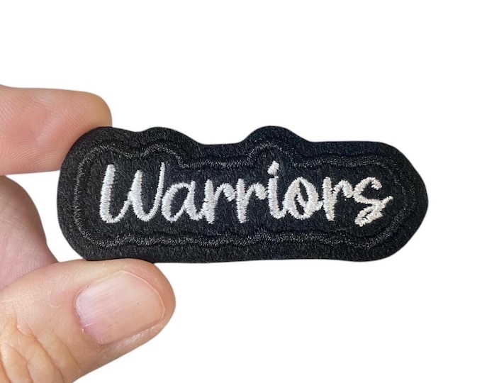 Warriors Iron-On Patch – Embroidered Team Name Patch – 1" x 2.75" for Uniforms, Jackets, Bags & Spirit Gear