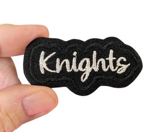 Knights Iron-On Patch – Embroidered Team Name Patch – 1.25" x 2.5" for Jackets, Uniforms, Bags & Spirit Gear