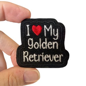 I Love My Golden Retriever Iron On Patch | Embroidered Dog Patch | Golden Retriever Gift | Dog Mom Patch