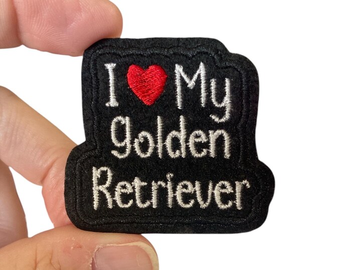 I Love My Golden Retriever Iron On Patch | Embroidered Dog Patch | Golden Retriever Gift | Dog Mom Patch