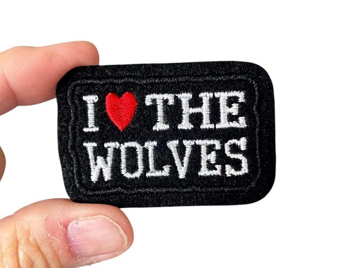 I Love the Wolves Patch – Iron-On Embroidered Mascot Badge for School Spirit Gear