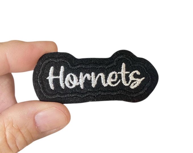 Hornets Iron-On Patch – Embroidered Team Name Patch – 1" x 2.5" for Jackets, Uniforms, Bags & Spirit Gear