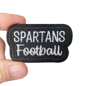 Spartans Football Iron On Patch – Embroidered Sports Patch for Backpack, Jacket, or Hat – Team Spirit Patch – Game Day Patch – Mascot Patch