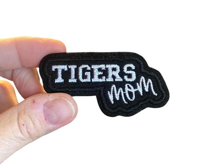 TIGERS Mom Patch – Iron On or Sew On – Team Spirit Patch for Sports Moms – School Mascot Embroidered Patch – Varsity Style Gift for Mom