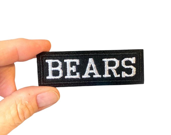 Bears Embroidered Iron-On Patch: Team Uniform Applique (1" x 3")