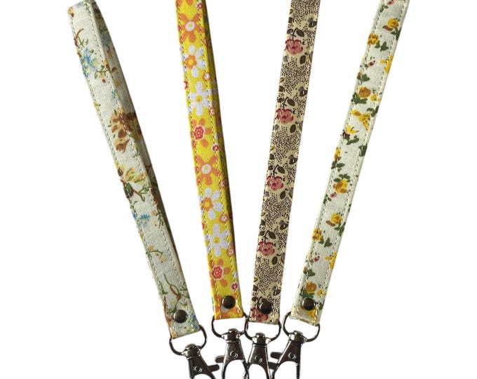 Fabric Wristlet Strap – Handmade Cotton Key Fob with Swivel Clasp